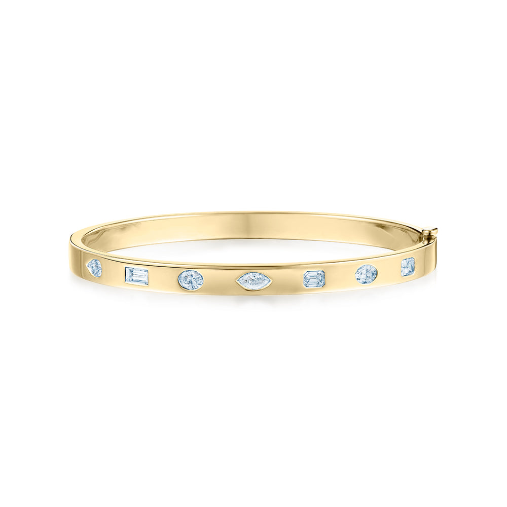 Kwiat Stackable Slim Bangle with Fancy Shape Diamonds in 18k Yellow Gold