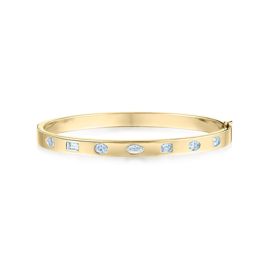 Kwiat Stackable Slim Bangle with Fancy Shape Diamonds in 18k Yellow Gold