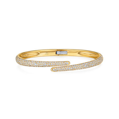Cobblestone Crossover Diamond Bangle in 18K Yellow Gold