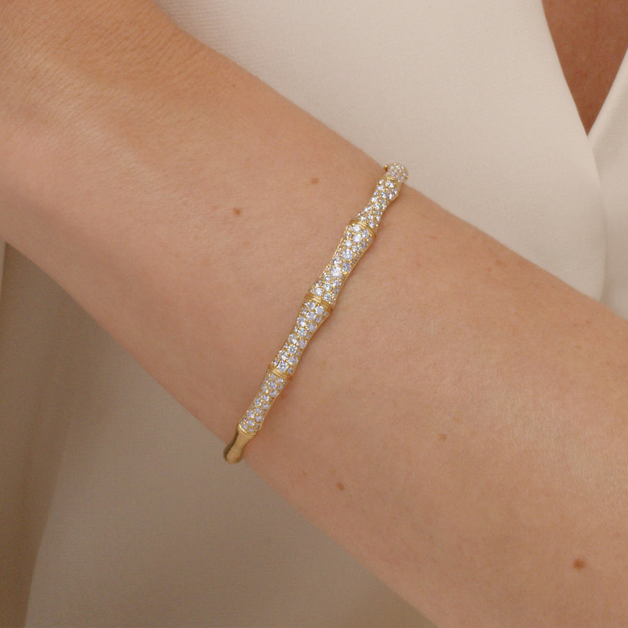 Zen Diamond Bangle in 18K Yellow Gold