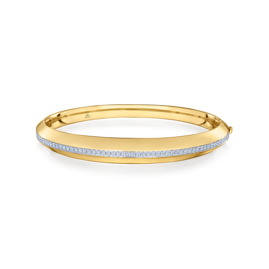 Diamond & 18K Yellow Gold Line Bracelet Signed Fred Leighton