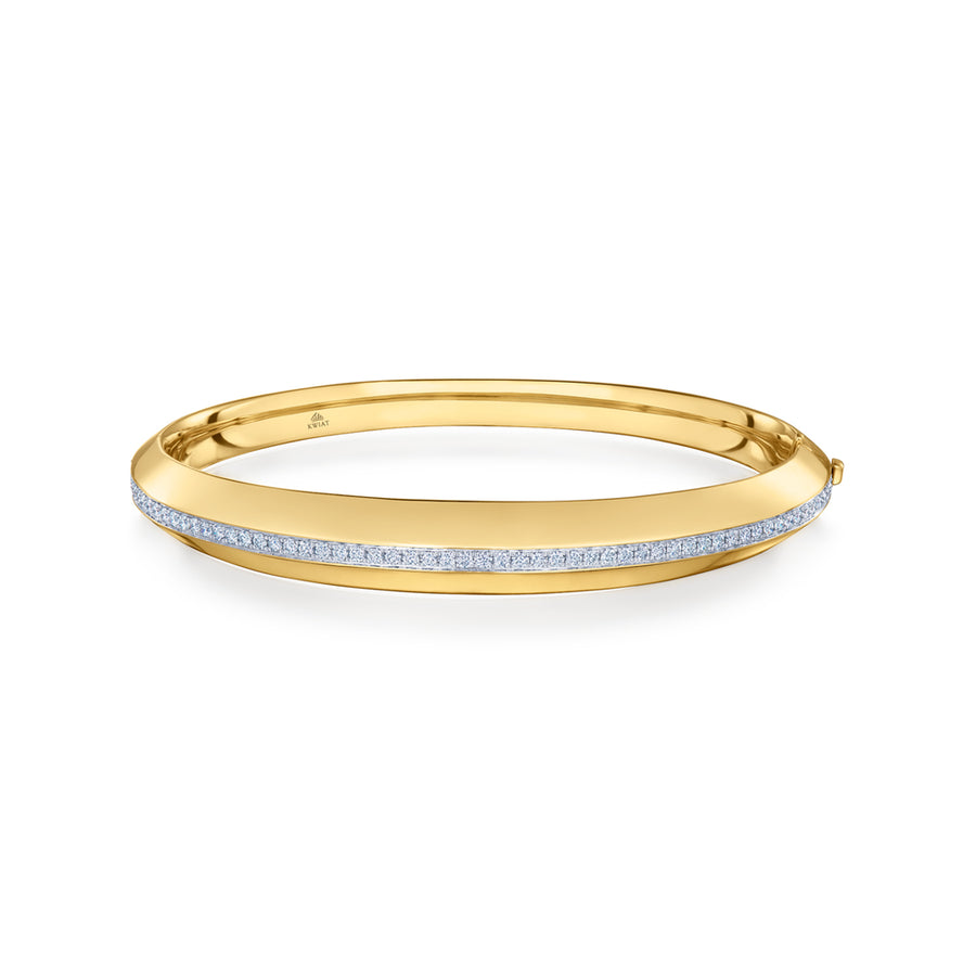 Diamond & 18K Yellow Gold Line Bracelet Signed Fred Leighton
