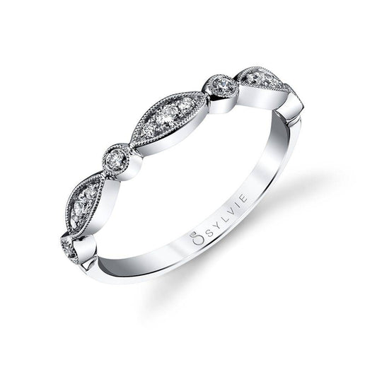 Sylvie Vintage Inspired Stackable Wedding Band - Talia