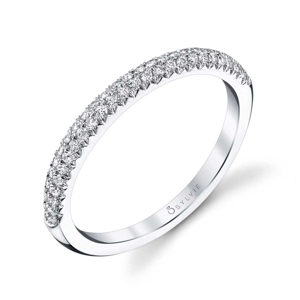 Sylvie Pave Diamond Stackable Wedding Band - Arielle