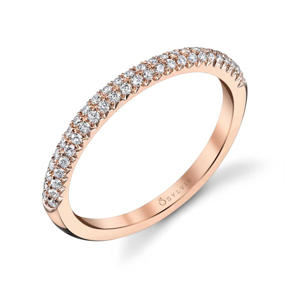 Sylvie Pave Diamond Stackable Wedding Band - Arielle