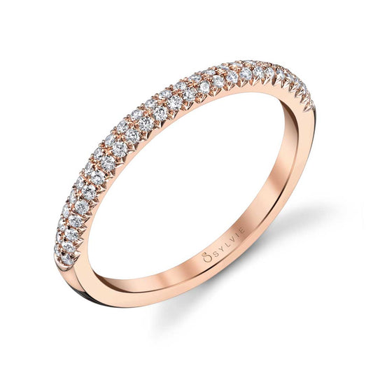 Sylvie Pave Diamond Stackable Wedding Band - Arielle