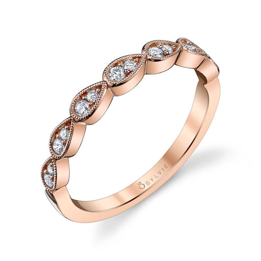 Sylvie Vintage Inspired Diamond Stackable Wedding Band - Gabrielle