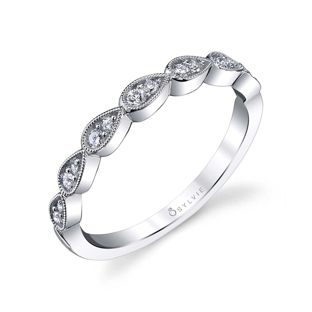 Sylvie Vintage Inspired Diamond Stackable Wedding Band - Gabrielle