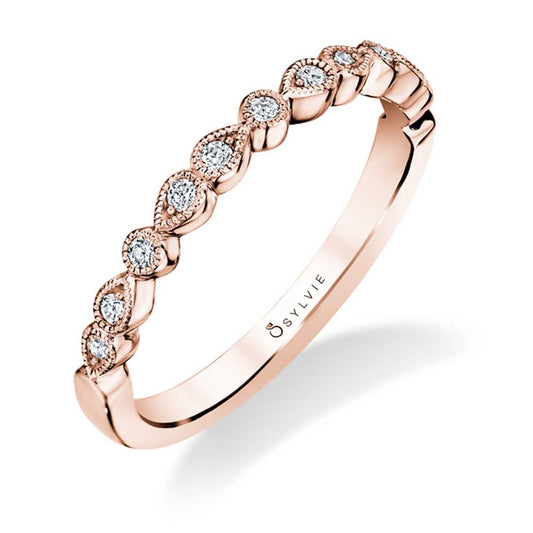 Sylvie Vintage Inspired Diamond Wedding Band - Elena