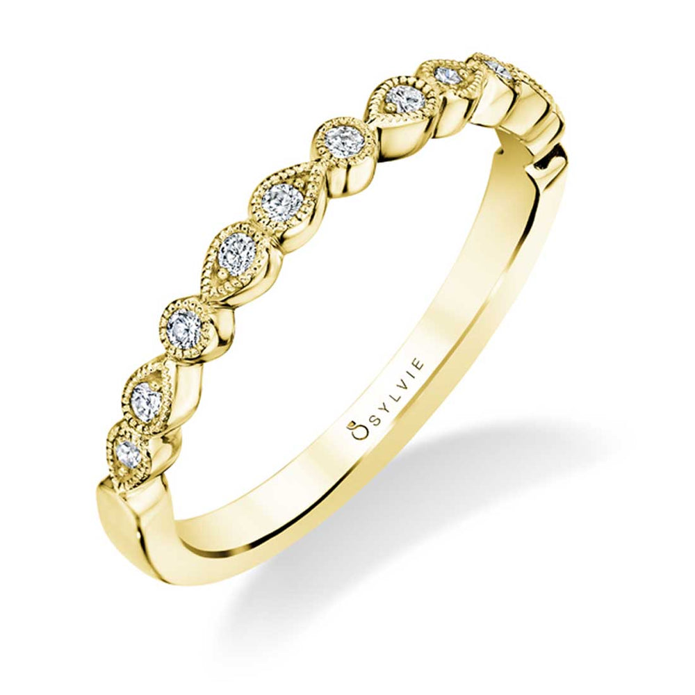 Sylvie Vintage Inspired Diamond Wedding Band - Elena