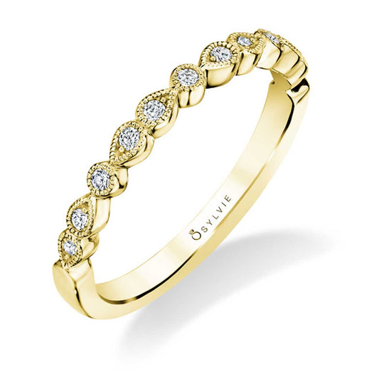 Sylvie Vintage Inspired Diamond Wedding Band - Elena