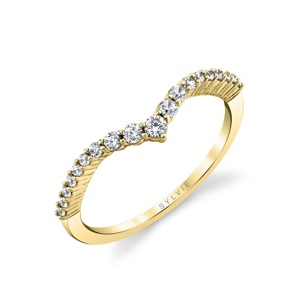 Sylvie Curved Chevron Diamond Wedding Band