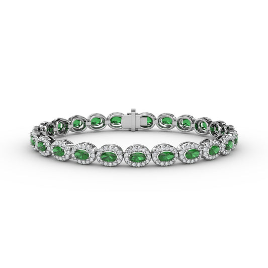 Striking Oval Emerald and Diamond Bracelet