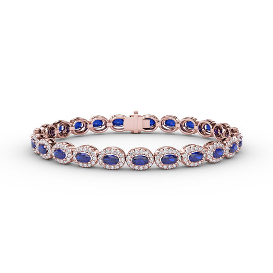 Striking Oval Sapphire and Diamond Bracelet