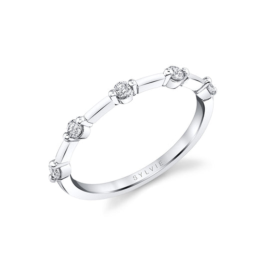 Sylvie Classic Spaced Diamond Wedding Ring - Eniko