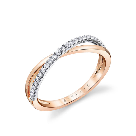 Sylvie Two Tone Modern Crossover Wedding Band