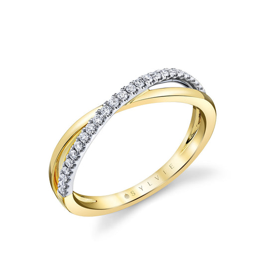 Sylvie Two Tone Modern Crossover Wedding Band