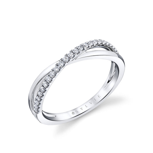 Sylvie Two Tone Modern Crossover Wedding Band