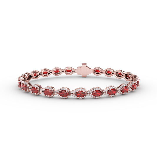 Pear-Shaped Diamond & Ruby Bracelet