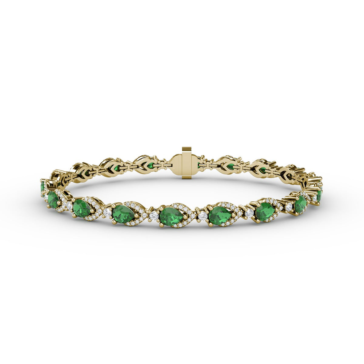 Pear-Shaped Emerald and Diamond Bracelet