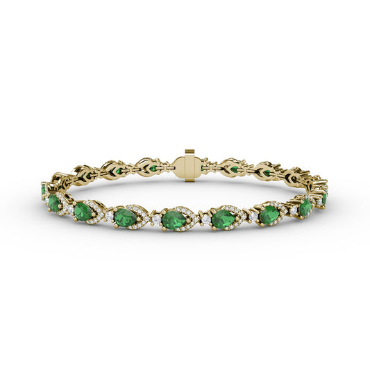 Pear-Shaped Emerald and Diamond Bracelet