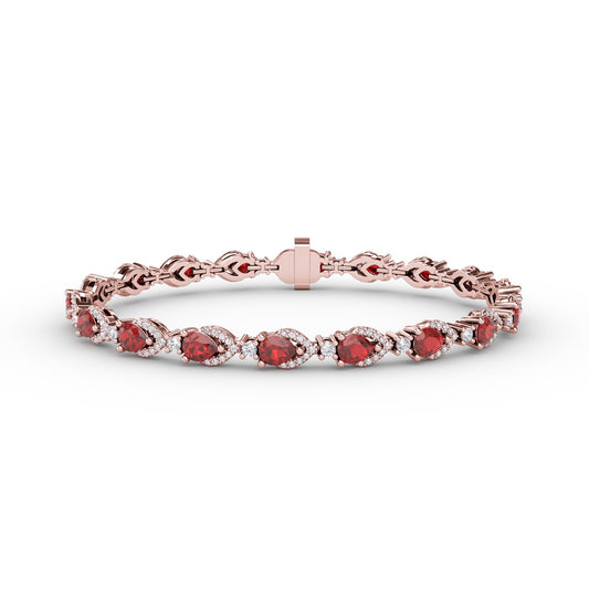 Pear-Shaped Ruby and Diamond Bracelet