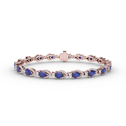 Pear-Shaped Sapphire and Diamond Bracelet