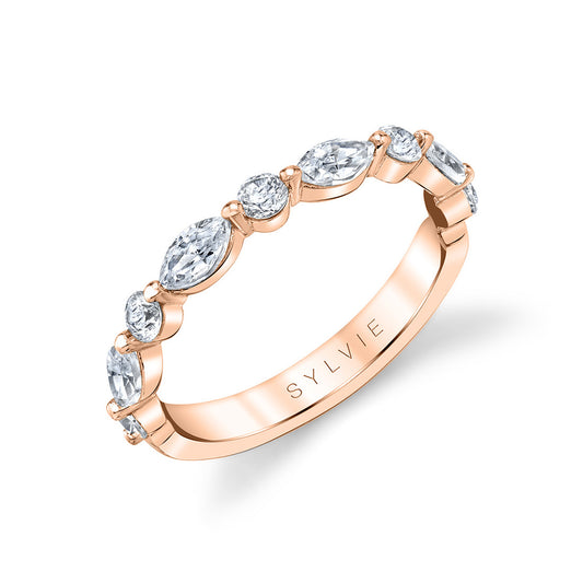 Sylvie Marquise Wedding Band with Shared Prongs