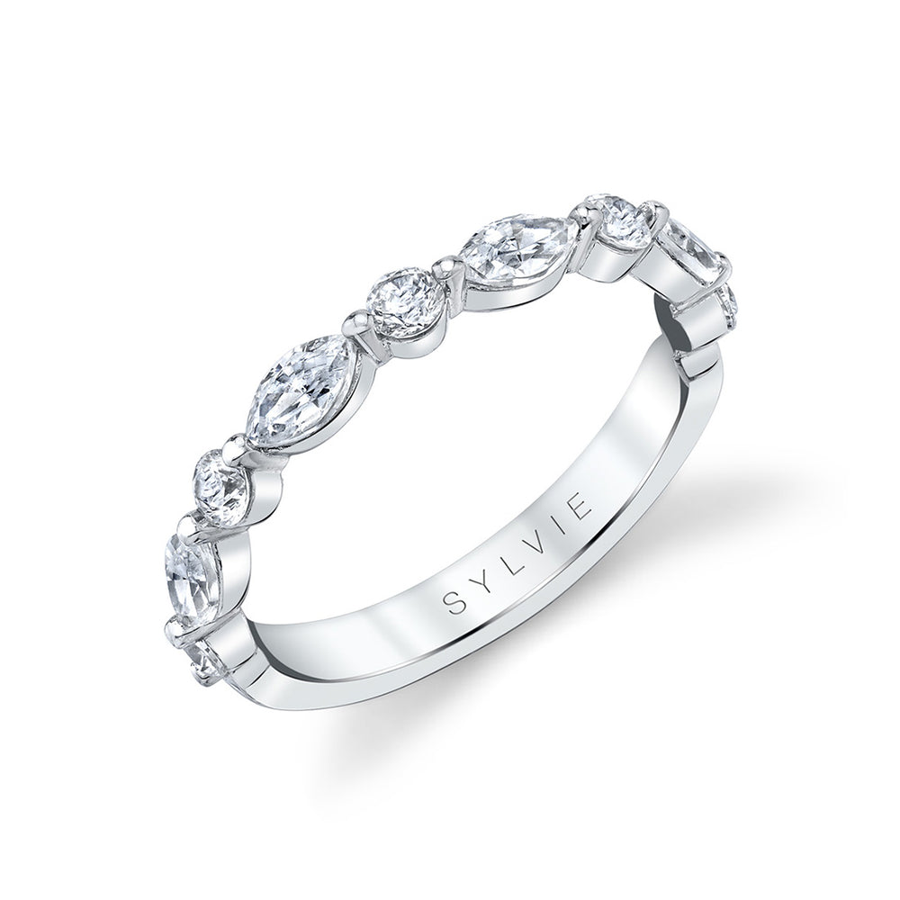 Sylvie Marquise Wedding Band with Shared Prongs