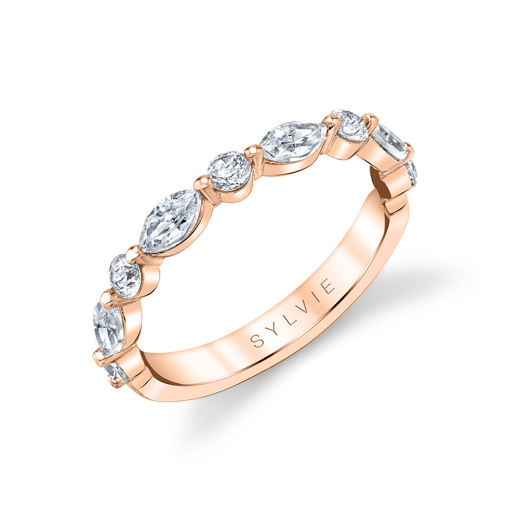 Sylvie Marquise Wedding Band with Shared Prongs