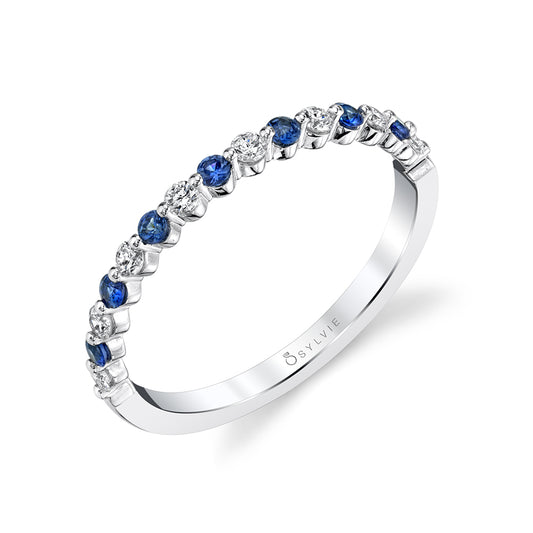 Sylvie Blue Sapphire and Diamond Stackable Wedding Band