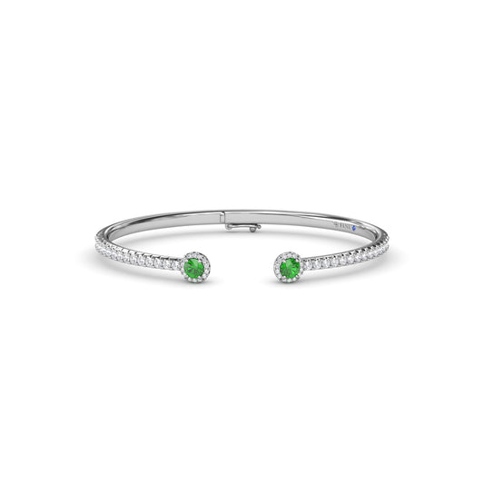 Halo Emerald and Diamond Bangle