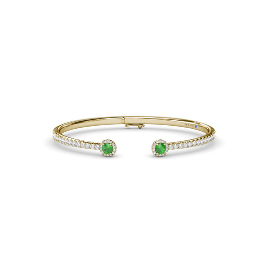 Halo Emerald and Diamond Bangle