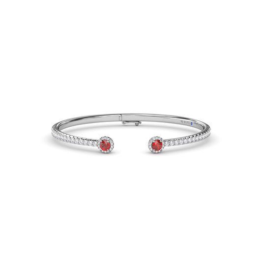 Halo Ruby and Diamond Bangle