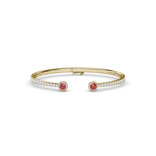 Halo Ruby and Diamond Bangle
