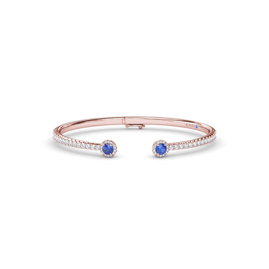 Halo Sapphire and Diamond Bangle