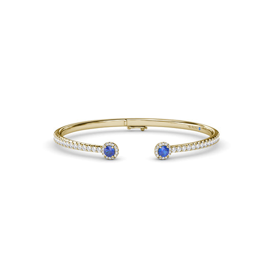 Halo Sapphire and Diamond Bangle