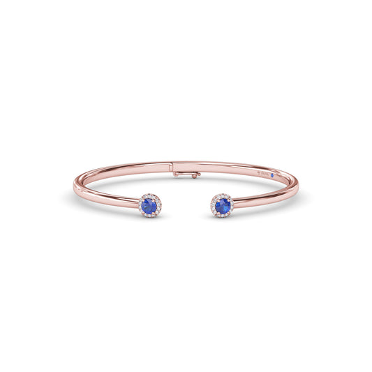 Halo Sapphire and Diamond Bangle