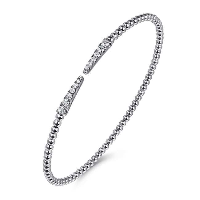 14K White Gold Bujukan Diamond Spikes Split Bangle
