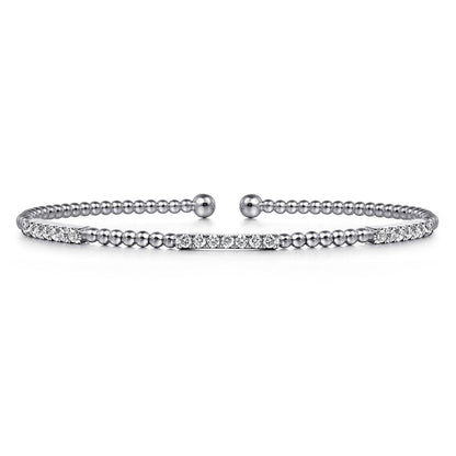 14K White Gold Bujukan Diamond Stations Bangle