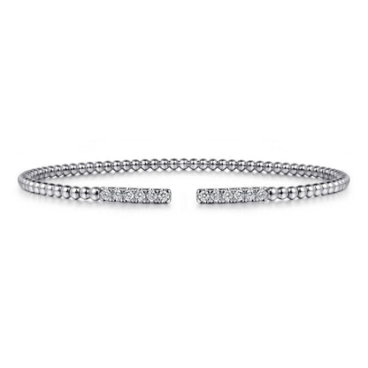 14K White Gold Bujukan Diamond Bars Bangle