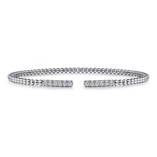14K White Gold Bujukan Diamond Bars Bangle