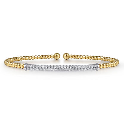 14K Yellow Gold Bujukan Diamond Bar Split Bangle
