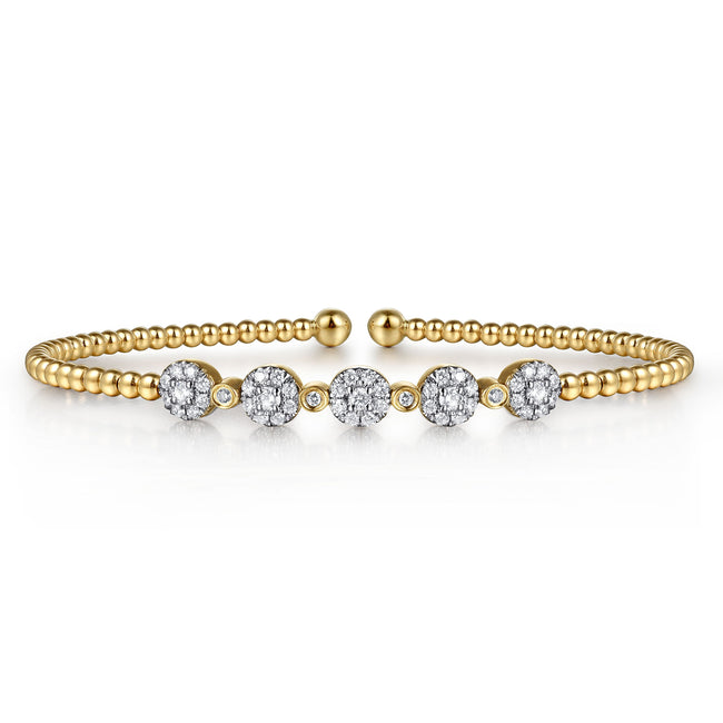 14K Yellow Gold Bujukan Diamond Split Bangle