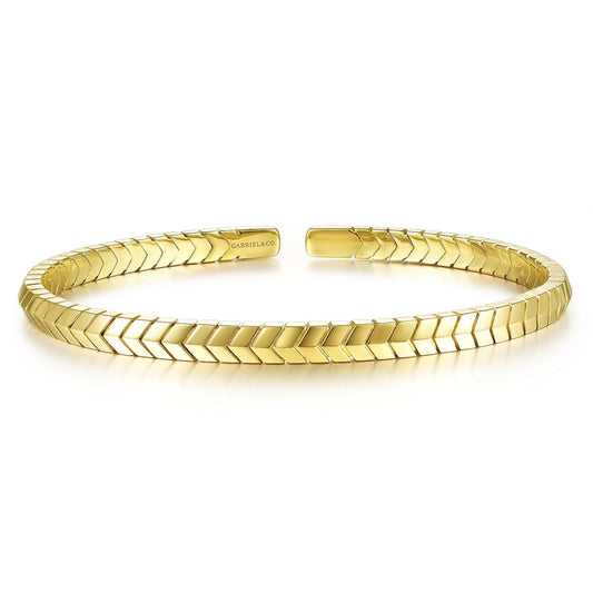 14K Yellow Gold Chevron Split Bangle