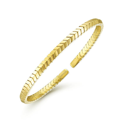 14K Yellow Gold Chevron Split Bangle