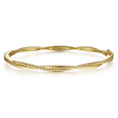 14K Yellow Gold Twisted Rope Bangle Bracelet