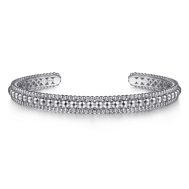 Sterling Silver Bujukan Beaded Open Bangle