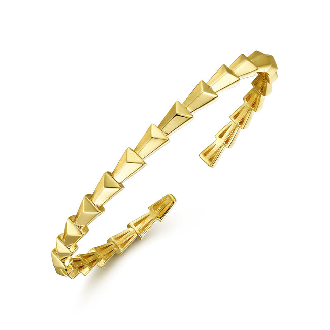 14K Yellow Gold Geometric Open Bangle
