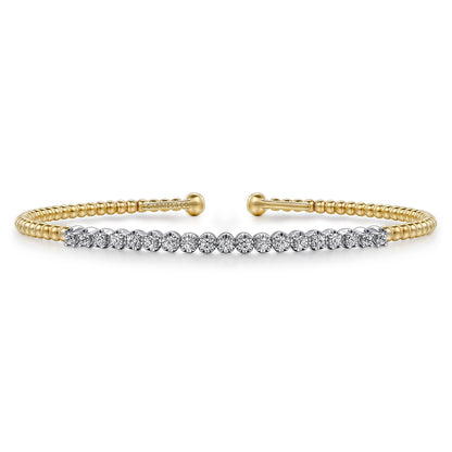 14K White-Yellow Gold Bujukan Diamond Cuff Bracelet